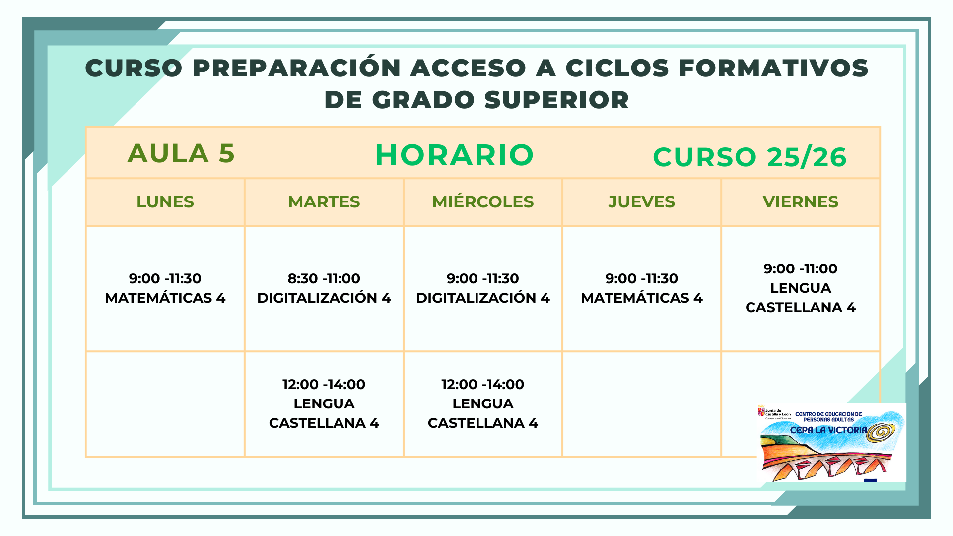 HORARIO ACCESO GRADO SUPERIOR 25/26
