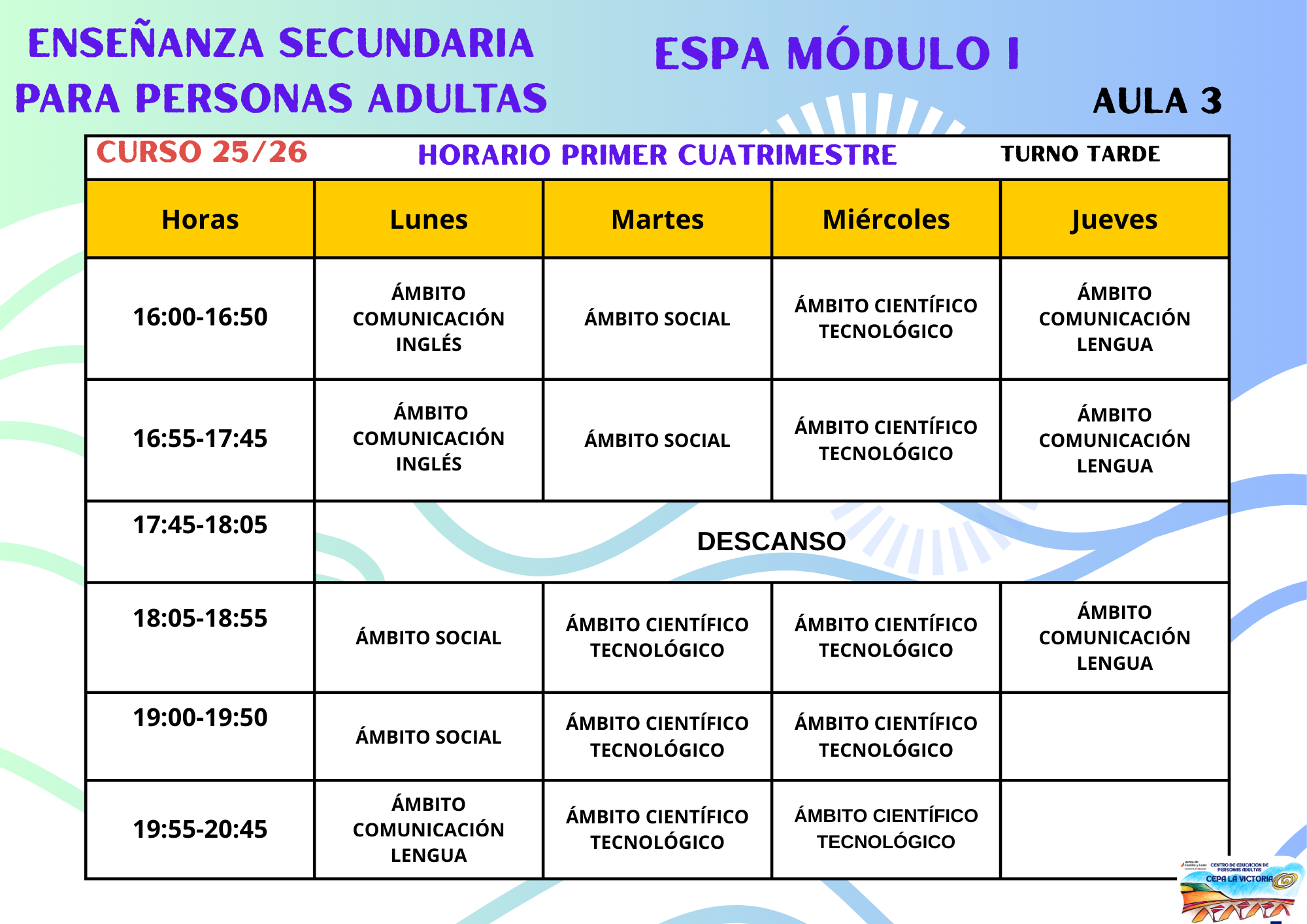 HORARIO ESPA I 25/26 1º cuatrimestre