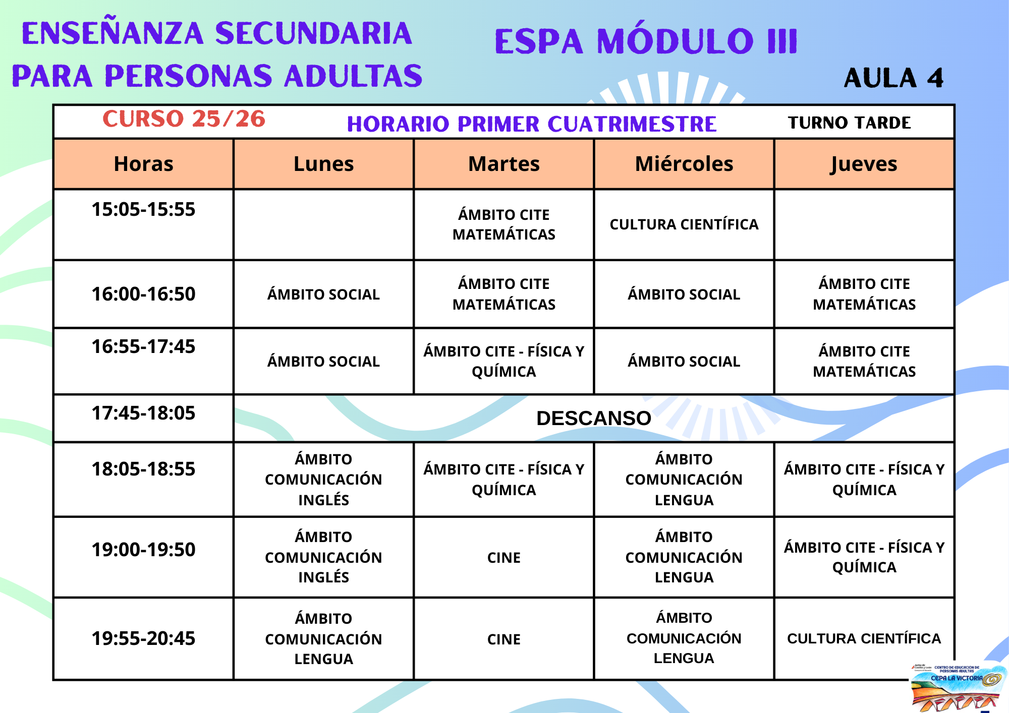 HORARIO ESPA III 25/26 1º Cuatrimestre