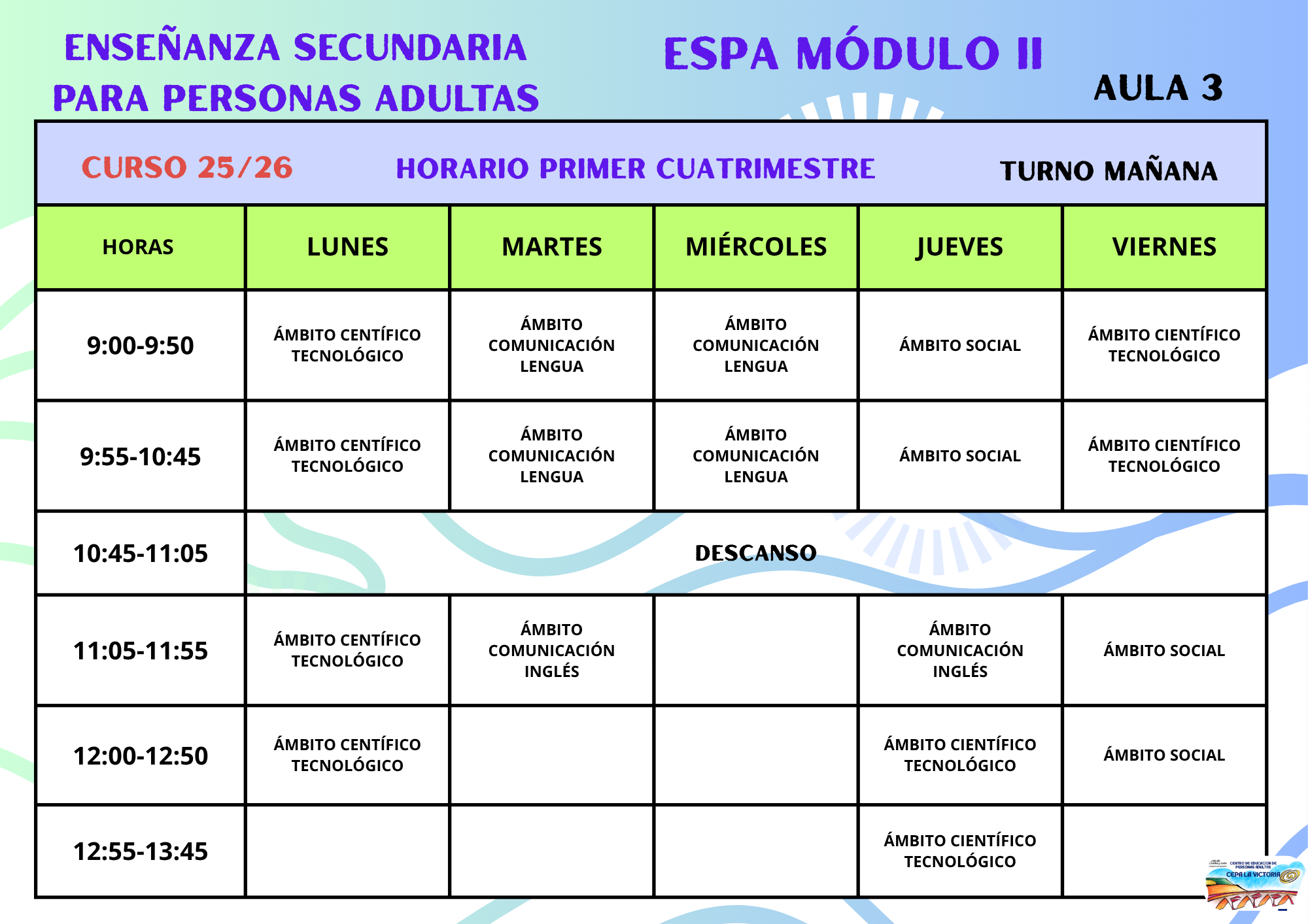 HORARIO ESPA II 25/26 1º cuatrimestre