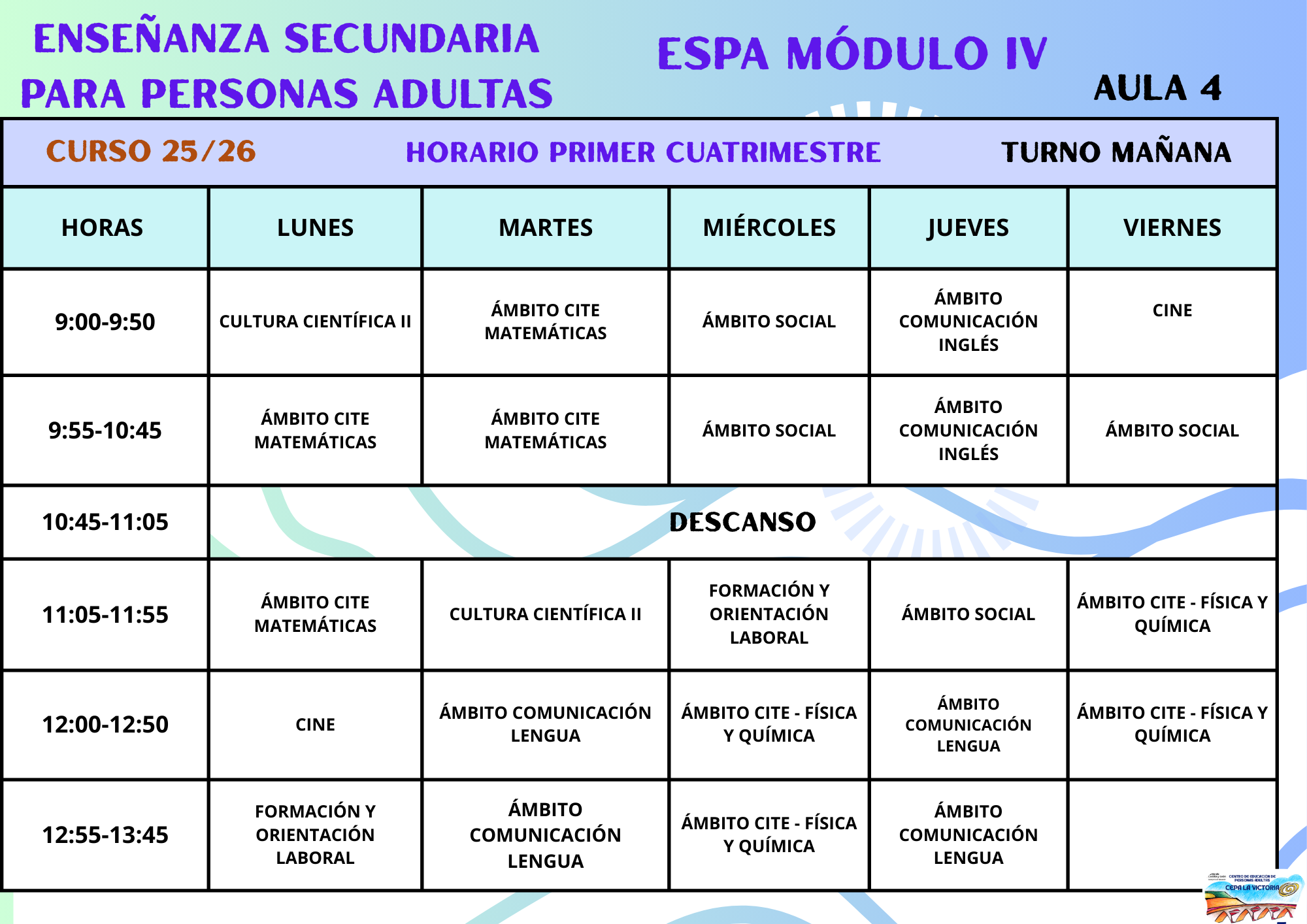 HORARIO ESPA IV 25/26 1º cuatrimestre