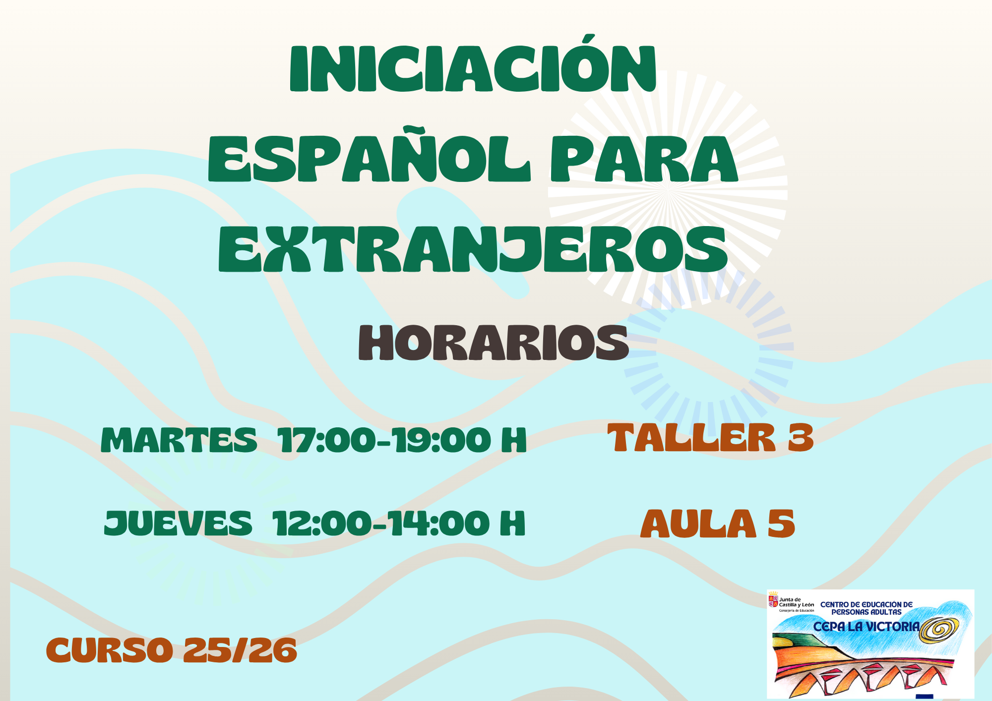 HORARIO INICIACIÓN, ESPAÑOL EXTRANJEROS 25/26